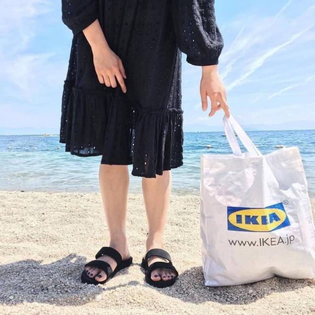 日本 IKEA 限定款 經典LOGO大容量防水購物袋