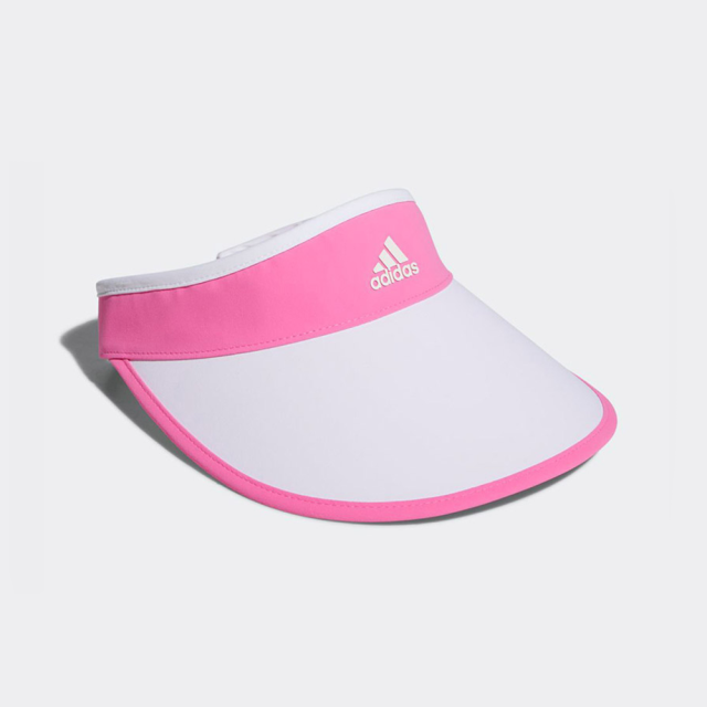 日本 ADIDAS AEROREADY 吸濕排汗 UPF50+抗UV 可調式粉白配色大帽簷鏤空遮陽帽