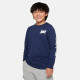 日本 NIKE 字標 100%純棉 後雪花勾標 大童青年款 長袖棉T恤