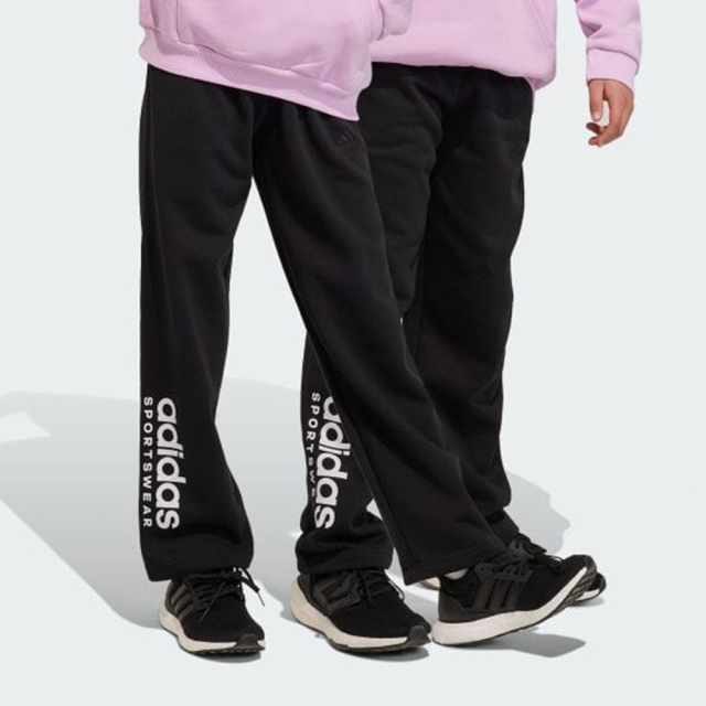 日本 adidas 字母標 百搭黑寬版 青年版棉長褲