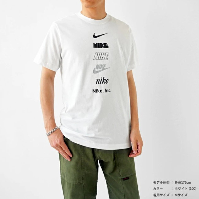 日本 NIKE Sportswear 白色 100%純棉 直條LOGO 男款運動休閒短袖T恤