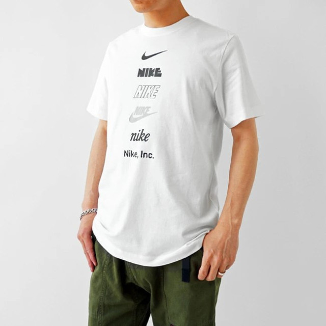 日本 NIKE Sportswear 白色 100%純棉 直條LOGO 男款運動休閒短袖T恤