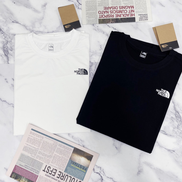 韓國 THE NORTH FACE 經典胸前小LOGO 黑色純棉短袖T恤