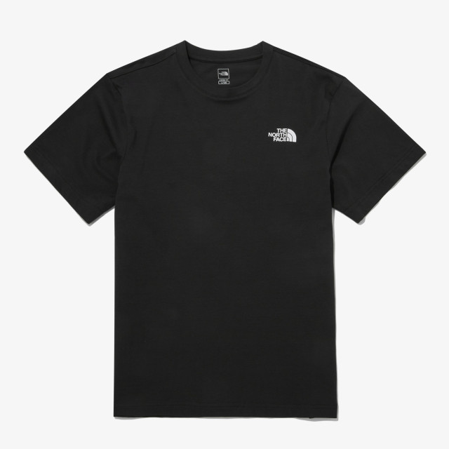韓國 THE NORTH FACE 經典胸前小LOGO 黑色純棉短袖T恤