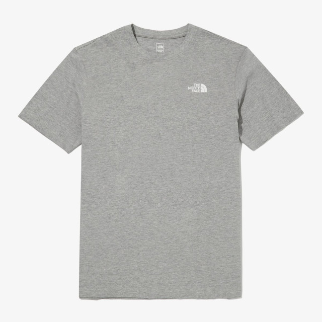 韓國 THE NORTH FACE 經典前後小LOGO 大象灰棉短袖T恤