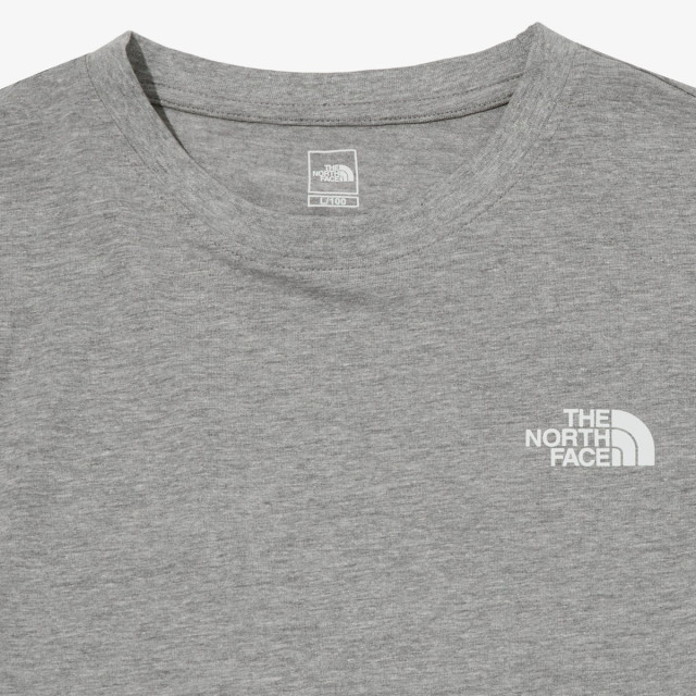韓國 THE NORTH FACE 經典前後小LOGO 大象灰棉短袖T恤