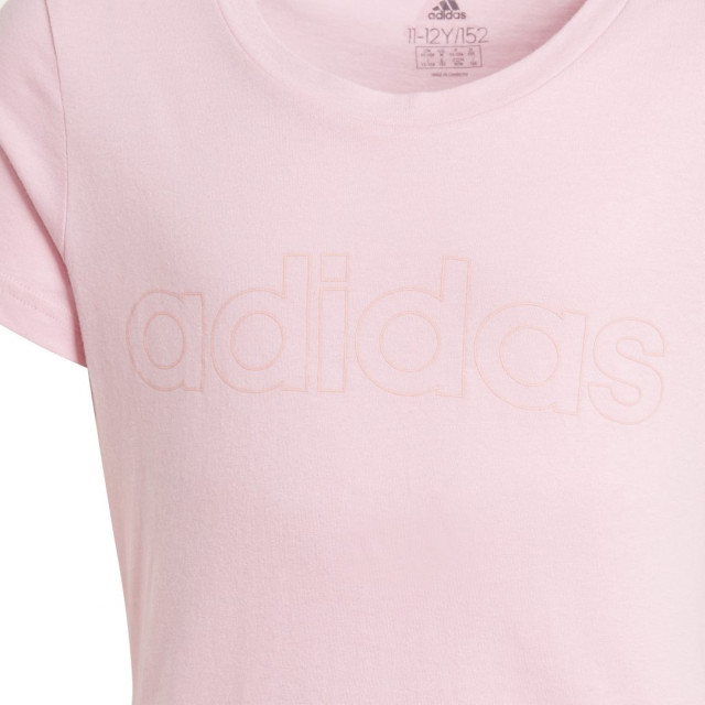 日本 ADIDAS 淺粉字母LOGO 兒童青年款 純棉休閒運動T恤