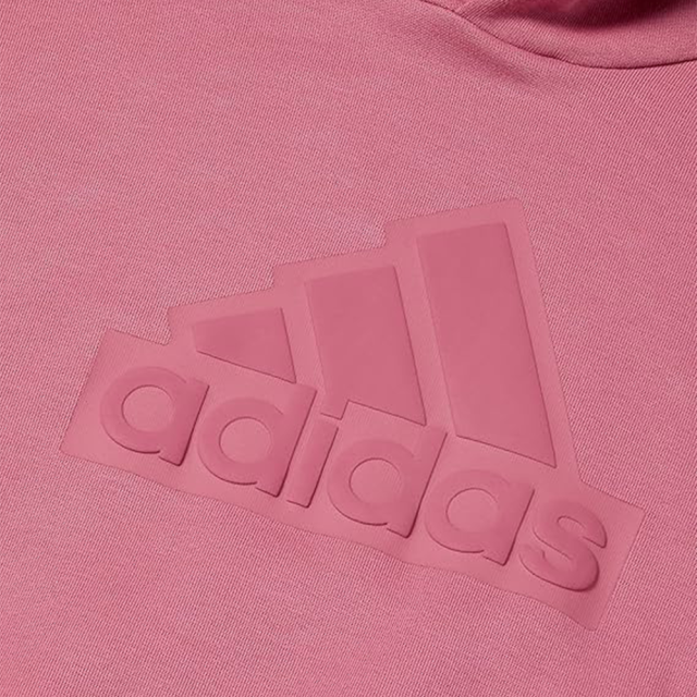 日本  adidas 乾燥玫瑰粉 三線LOGO 大童青年版 運動休閒長袖連帽T恤