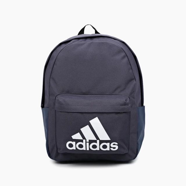 日本 adidas 海軍藍經典三線大LOGO 多夾層大容量運動休閒後背包