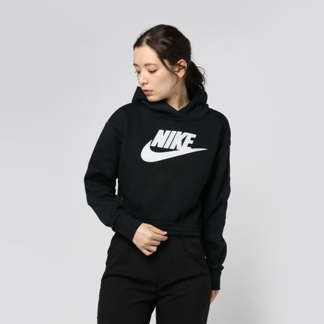 日本 Nike 經典大LOGO 可粘貼魔鬼氈絨  女款長袖連帽T恤 - M