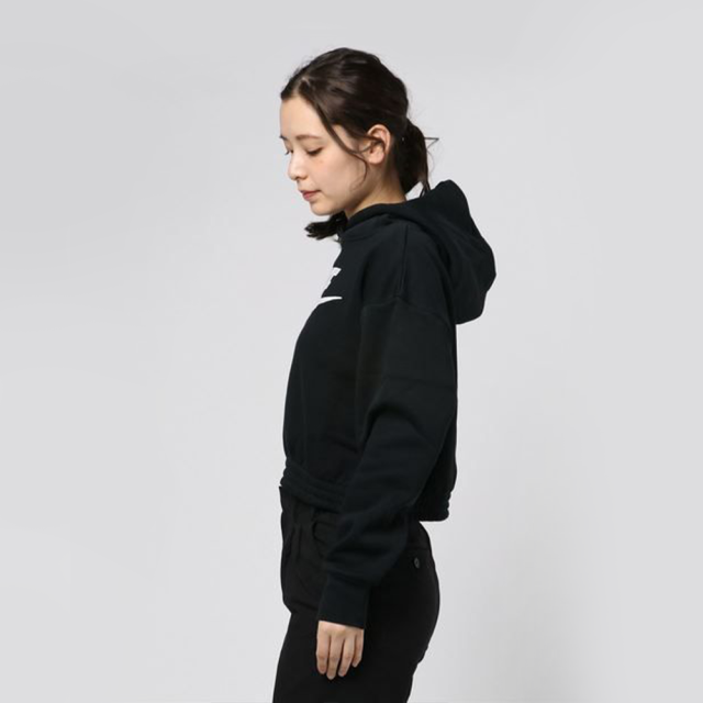 日本 Nike 經典大LOGO 可粘貼魔鬼氈絨  女款長袖連帽T恤 - M