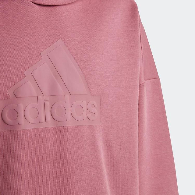 日本  adidas 乾燥玫瑰粉 三線LOGO 大童青年版 運動休閒長袖連帽T恤